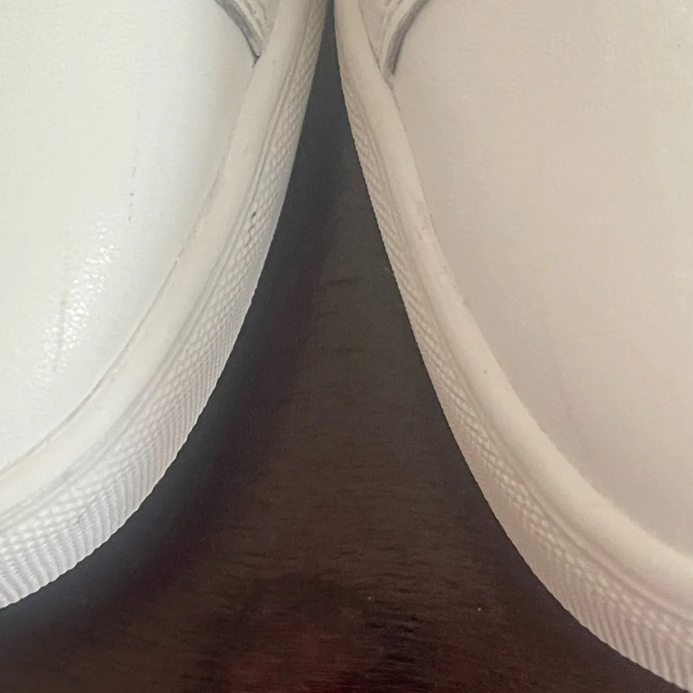 KATE SPADE WHITE LEATHER TRAINER SNEAKERS BLACK ACCENTS 8.5